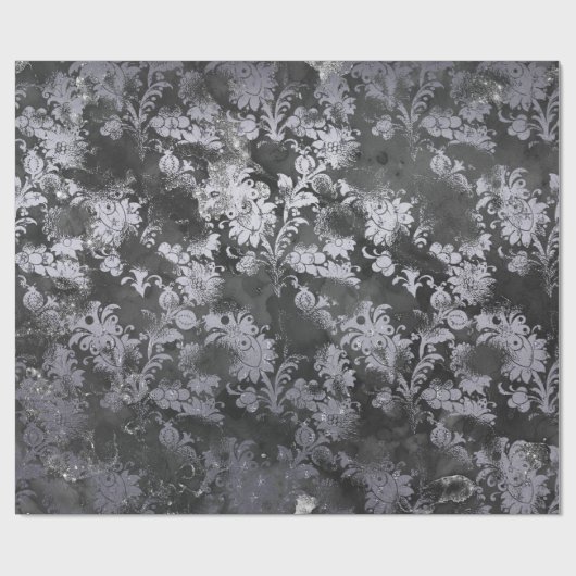 Grafiet Gray Cement Black Floral Grungy Shabby Cadeaupapier (Vlak)