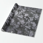 Grafiet Gray Cement Black Floral Grungy Shabby Cadeaupapier (Uitgerold)