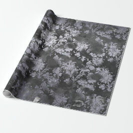 Grafiet Gray Cement Black Floral Grungy Shabby Cadeaupapier