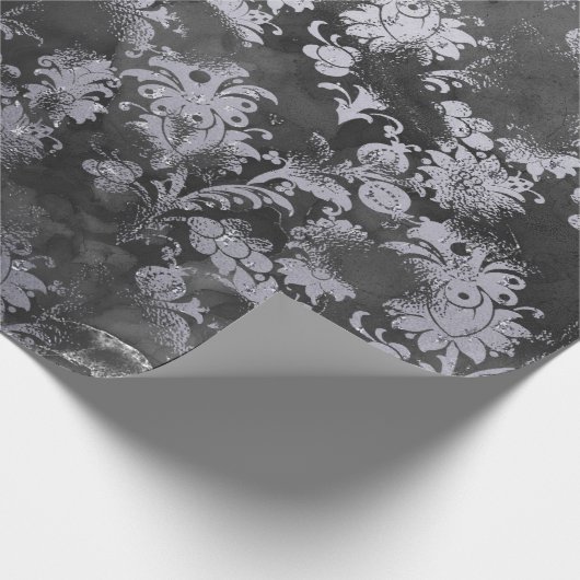 Grafiet Gray Cement Black Floral Grungy Shabby Cadeaupapier (Hoek)