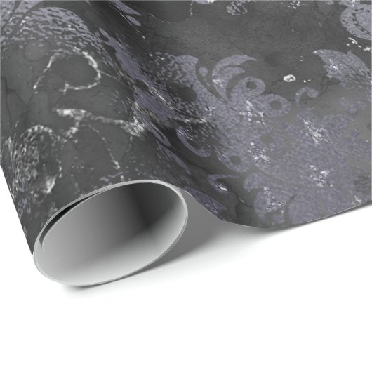 Grafiet Gray Cement Black Floral Grungy Shabby Cadeaupapier (Rol Hoek)