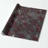 Grafiet Gray Marble Floral Grungy Shabby Burgundy Cadeaupapier (Uitgerold)