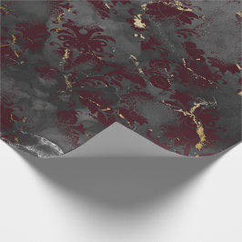 Grafiet Gray Marble Floral Grungy Shabby Burgundy Cadeaupapier