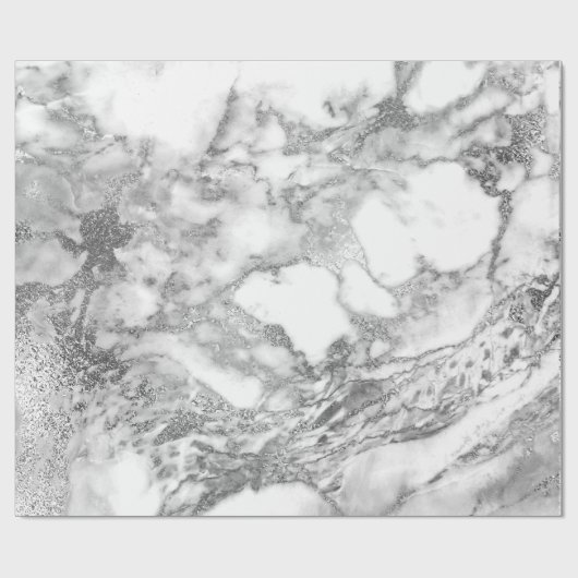 Grafiet Gray Silver White Marble Shiny Glam Cadeaupapier (Vlak)