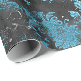 Grafiet Grijs Blauw Zwart Bloemen Grungy Shabby Cadeaupapier