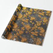 Grafiet Grijs Goud Zwart Bloemen Grungy Chic Cadeaupapier (Uitgerold)