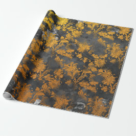 Grafiet Grijs Goud Zwart Bloemen Grungy Chic Cadeaupapier