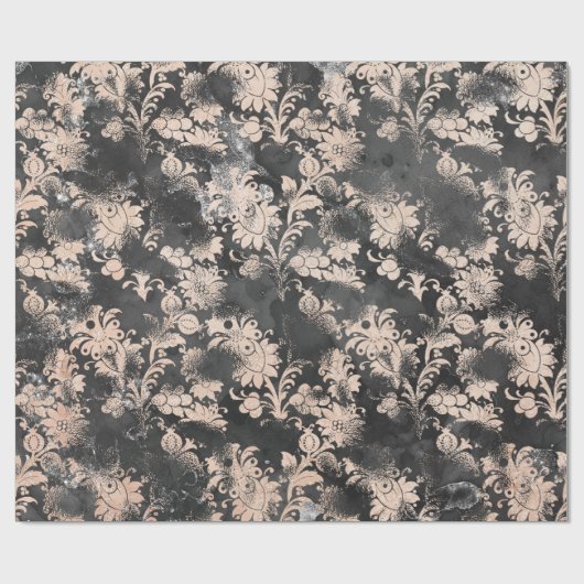 Grafiet Grijs Skinny Floral Grungy Shabby Chic Cadeaupapier (Vlak)