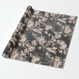 Grafiet Grijs Skinny Floral Grungy Shabby Chic Cadeaupapier