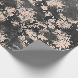 Grafiet Grijs Skinny Floral Grungy Shabby Chic Cadeaupapier