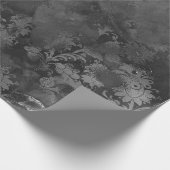 Grafiet Grijs Zilver Zwart Bloemen Grungy Monochro Cadeaupapier (Hoek)