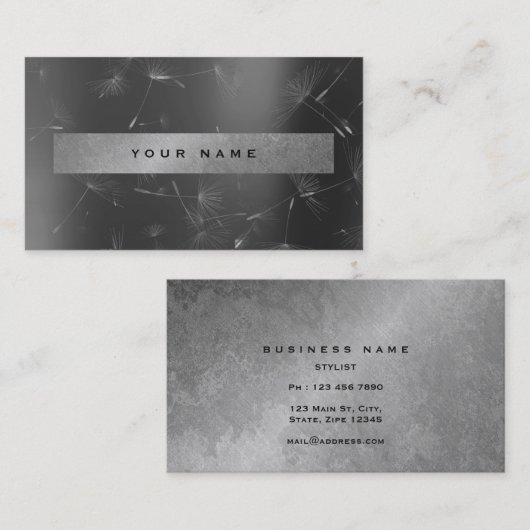 Grafiet Metallic Gray Grahite Grungy Dandelions Visitekaartje (Voorkant / Achterkant)