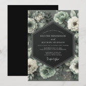 Grafiet Mint Bloom Bruiloft Kaart (Voorkant / Achterkant)