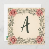 Grafiet Roze & Sisal Groen: Monogrammed Note Kaart (Voorkant / Achterkant)