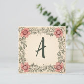 Grafiet Roze & Sisal Groen: Monogrammed Note Kaart (Staand voorkant)