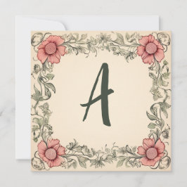 Grafiet Roze & Sisal Groen: Monogrammed Note Kaart