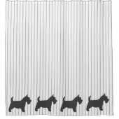 Grafiet Terrier op Grijze Strepen Douchegordijn (Voorkant)