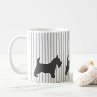Grafiet Terrier op Grijze Strepen Koffiemok