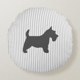 Grafiet Terrier op Grijze Strepen Rond Kussen