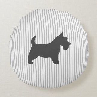 Grafiet Terrier op Grijze Strepen Rond Kussen