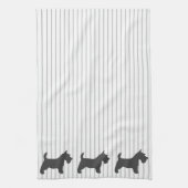 Grafiet Terrier op Grijze Strepen Theedoek (Verticaal)