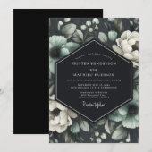Grafiet Viridian Flora Bruiloft Kaart (Voorkant / Achterkant)