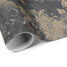 Grafietgrijze Sepia Black Floral Grungy Cottage Cadeaupapier