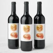Grafietstudie Schedel Label Wijn Etiket (Flessen)