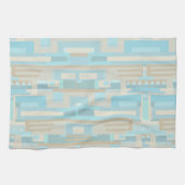 Grafisch abstract zee aan de kust, gekleurd theedoek (Horizontaal)