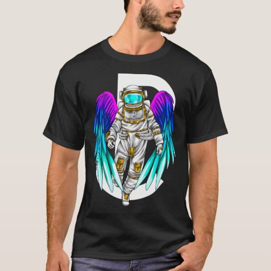 Grafisch astronaut met vleugels t-shirt (Voorkant)