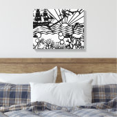 Grafisch B&W zeilschip onder water Canvas Afdruk (Insitu (Slaapkamer))