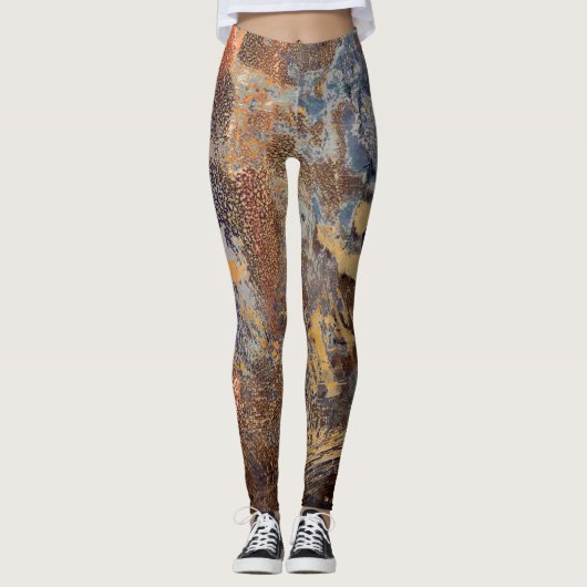 Grafisch bezoedeld metaal Abstract gevlekt patroon Leggings (Voorkant)