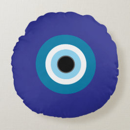 Grafisch Blauw Kwaad Oog Ronde Kussen