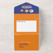 Grafisch blauw sinaasappel foto cirkels 30ste verj all in one uitnodiging (Buitenkant)