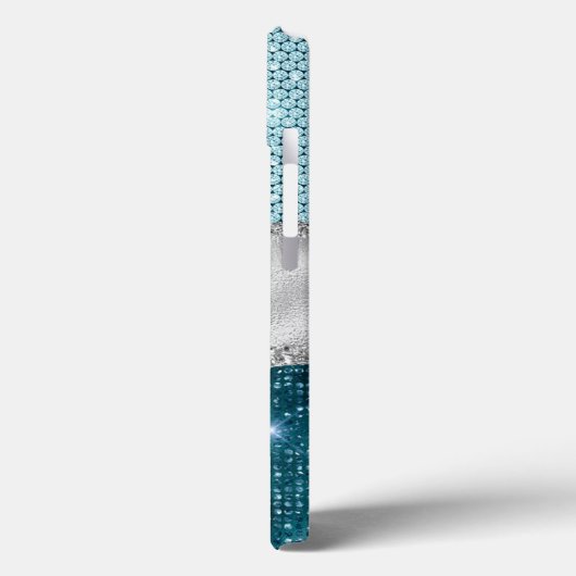 Grafisch blauwgroen mint groen glitter zilver mono Case-Mate iPhone case (Achterkant / Links)