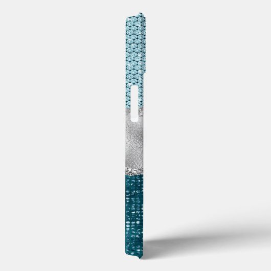 Grafisch blauwgroen mint groen glitter zilver mono Case-Mate iPhone case (Achterkant / Rechts)