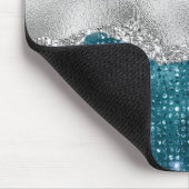 Grafisch blauwgroen mint groen glitter zilver mono muismat (Hoek)