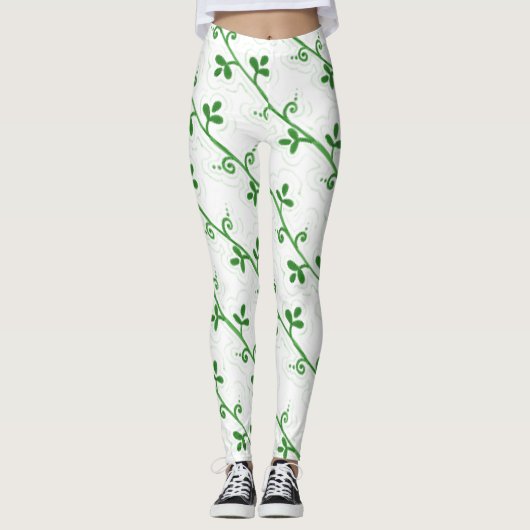 Grafisch Bloemloos Transparant Patroon Leggings (Voorkant)