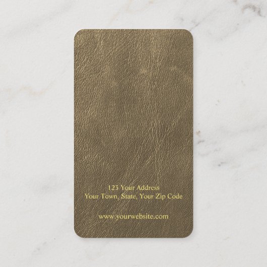 Grafisch bruin goudlederen elegant oorscherm visitekaartje (Achterkant)