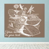 Grafisch bruin van waterlelies canvas afdruk (Insitu (Houten vloer))