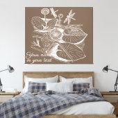 Grafisch bruin van waterlelies canvas afdruk (Insitu (Slaapkamer))