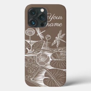 Grafisch bruin van waterlelies Case-Mate iPhone case