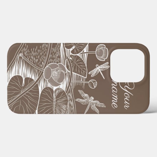 Grafisch bruin van waterlelies Case-Mate iPhone case (Achterkant (horizontaal))