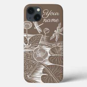 Grafisch bruin van waterlelies Case-Mate iPhone case