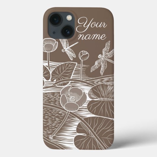 Grafisch bruin van waterlelies Case-Mate iPhone case (Achterkant)