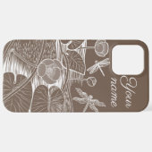 Grafisch bruin van waterlelies iPhone hoesje (Achterkant horizontaal)