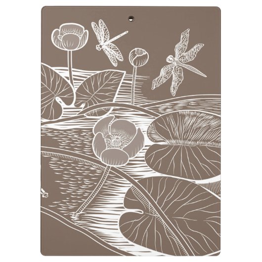 Grafisch bruin van waterlelies klembord (Achterkant)