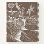Grafisch bruin van waterlelies notitieboek (Achterkant)