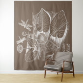 Grafisch bruin van waterlelies wandkleed (In situ)