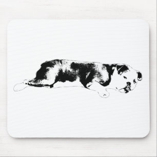 Grafisch bulldog-icoon met schone negatieve ruimte muismat